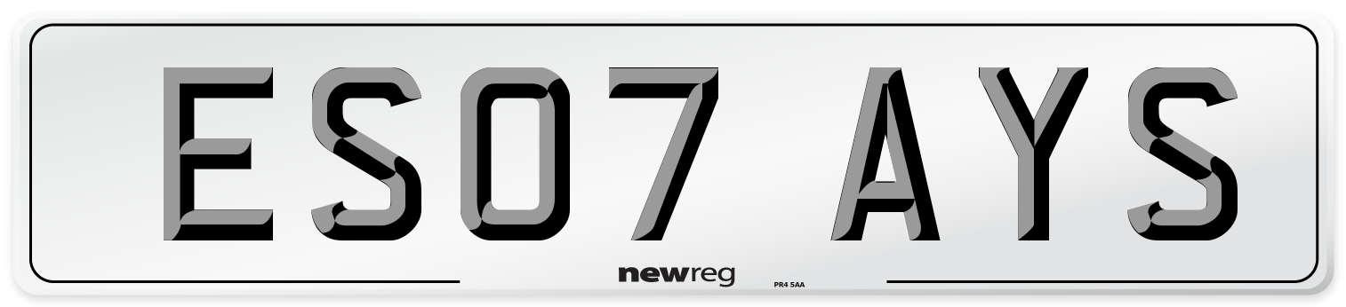 ES07 AYS Number Plate from New Reg